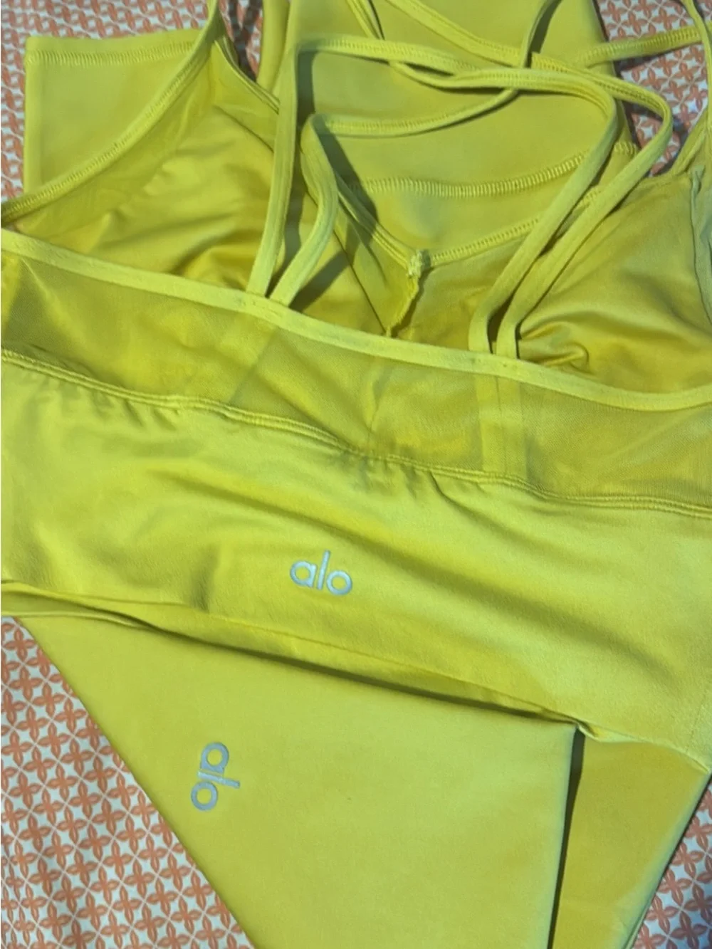 ALO Yoga Yellow Strappy Sports Bra Tank